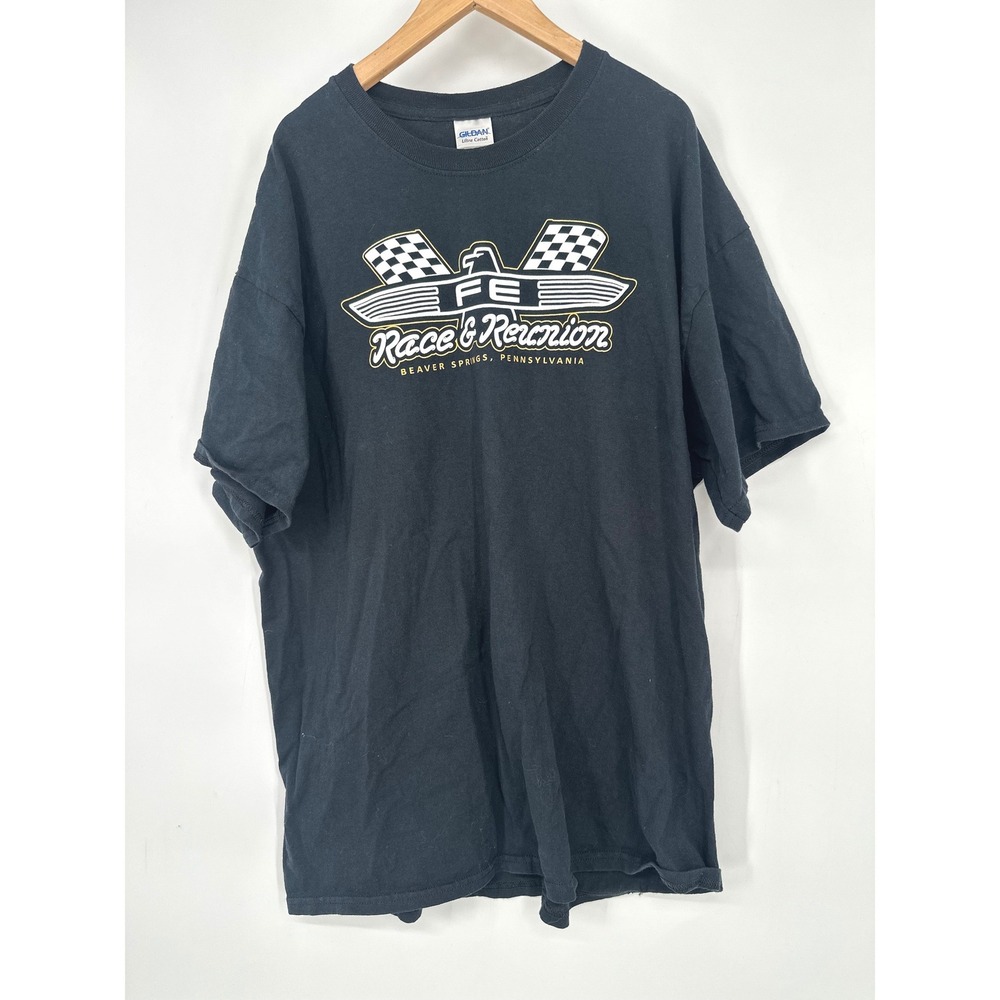 FE Race & Reunion T Shirt Mens XL Black Drag Racing Graphic Tee Gildan Car Auto